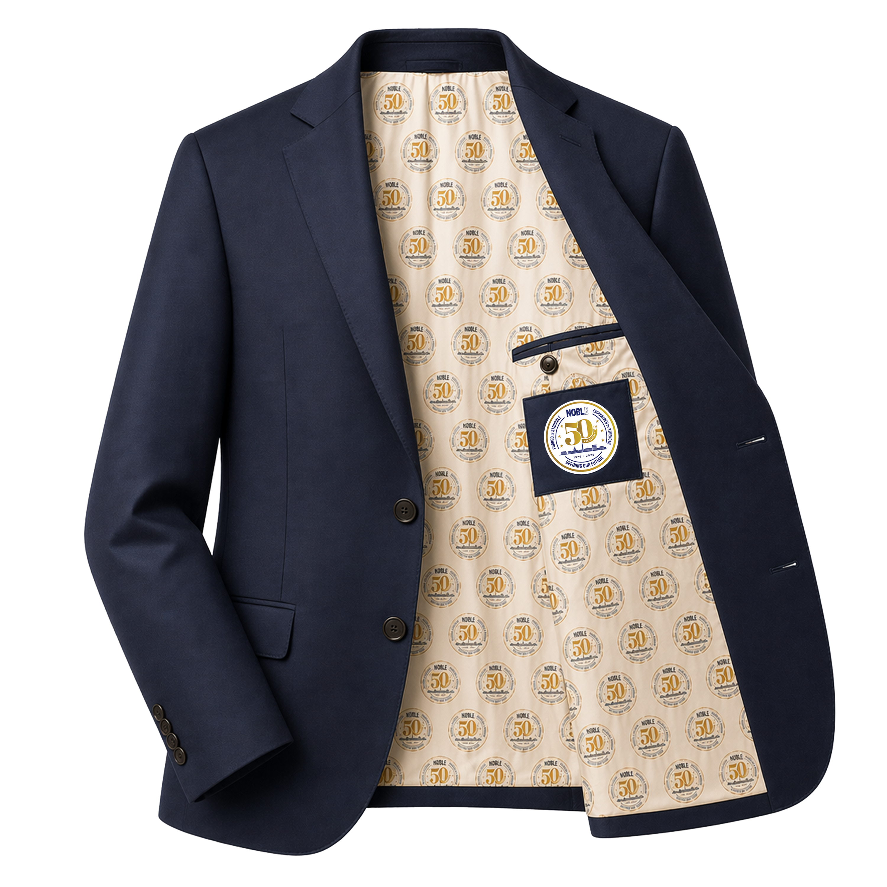 NOBLE 50th Anniversary — Men's Navy Custom Premium Jacket.